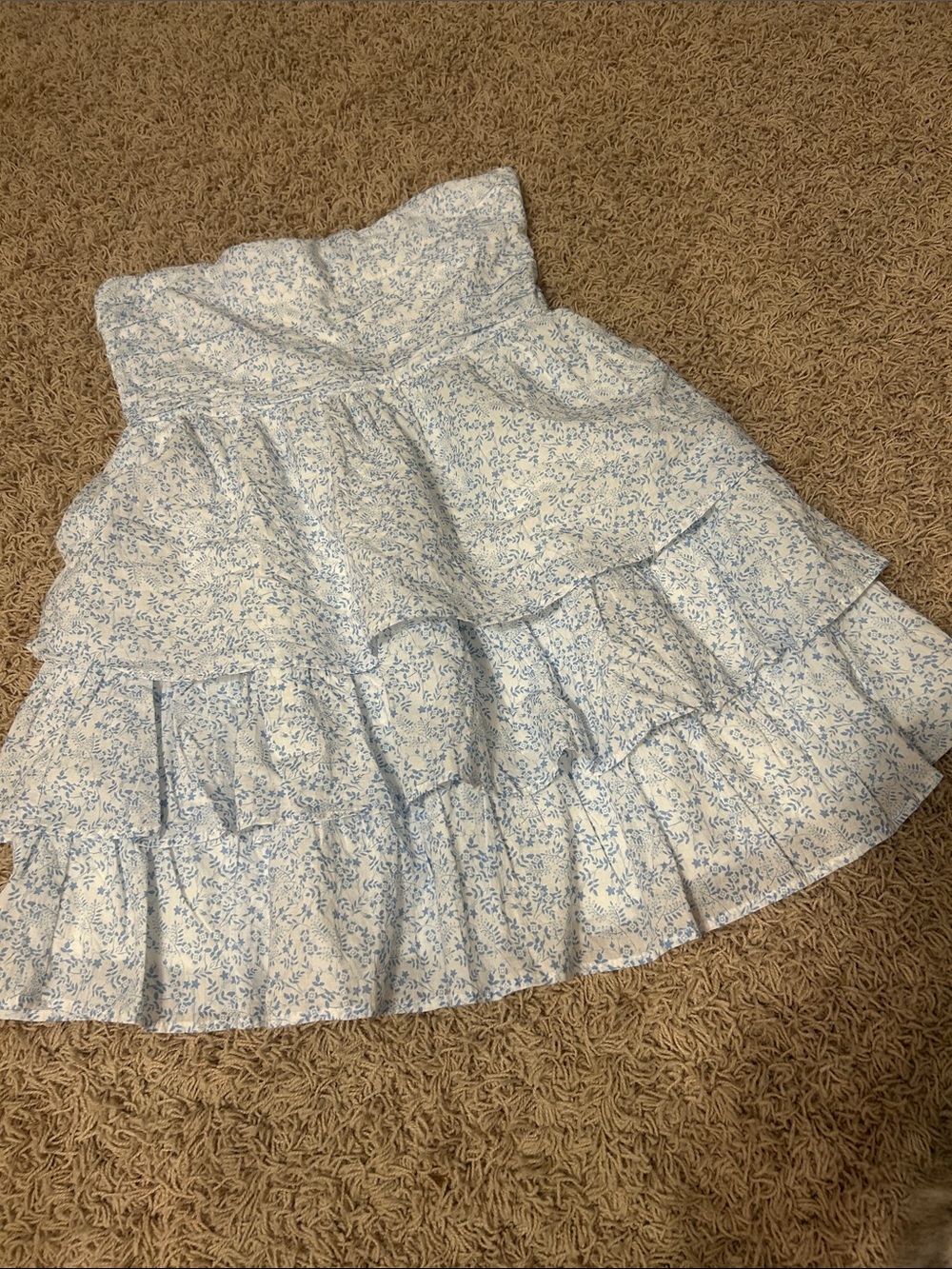 Altar'd State Blue Floral Tiered Skirt